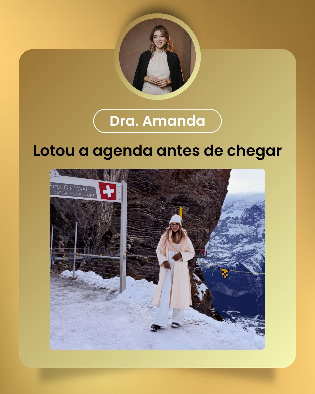 Depoimento de Dra. Amanda: lotou a agenda antes de chegar